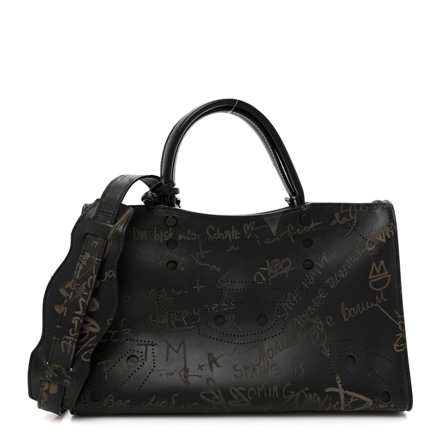 Balenciaga Calfskin Love Perforated Blackout Hardware S City Black 1 of 12