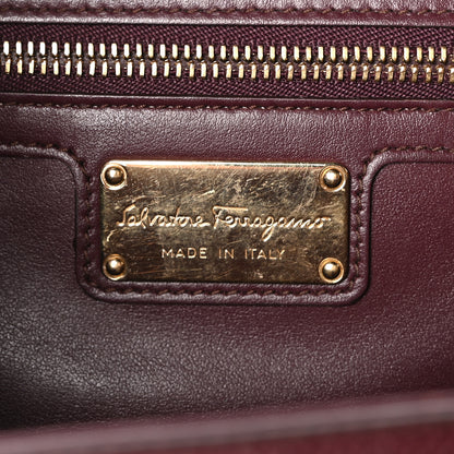 Salvatore Ferragamo Pebble Calfskin Ginny Vara Bow Shoulder Bag Burgundy 6 of 10