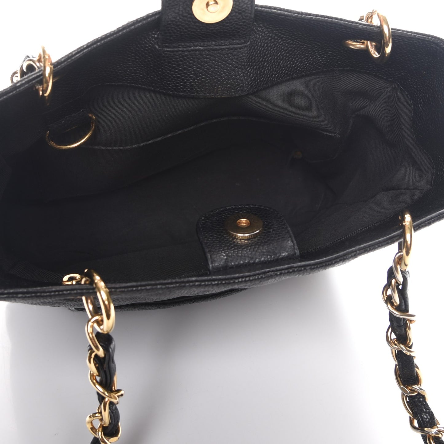 Caviar Quilted Petit Shopping Tote PST Black
