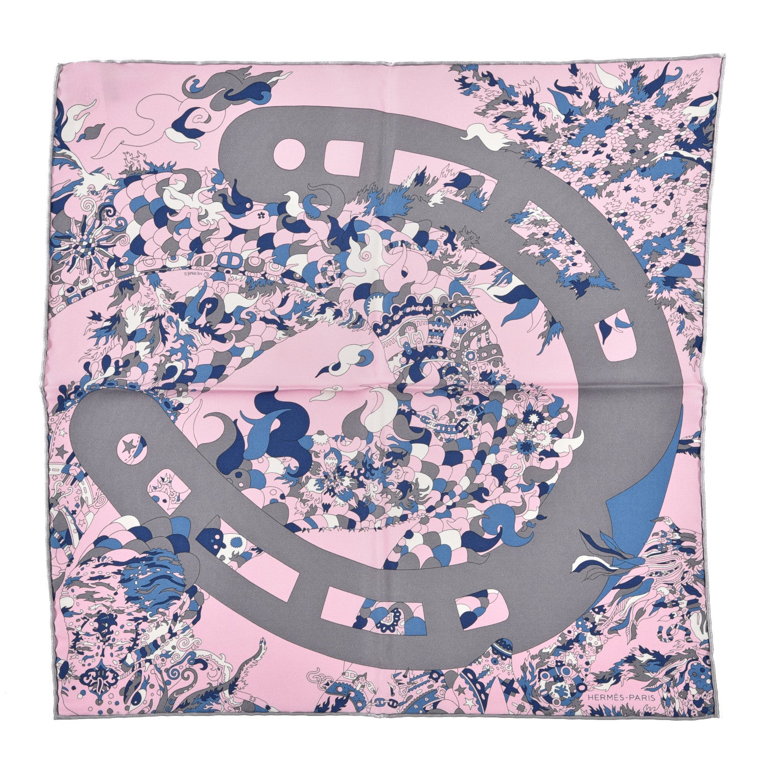 Hermes Silk Vintage Quatre Chevaux Detail Rose Gris 1 of 4