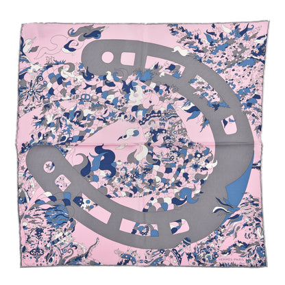 Hermes Silk Vintage Quatre Chevaux Detail Rose Gris 1 of 4