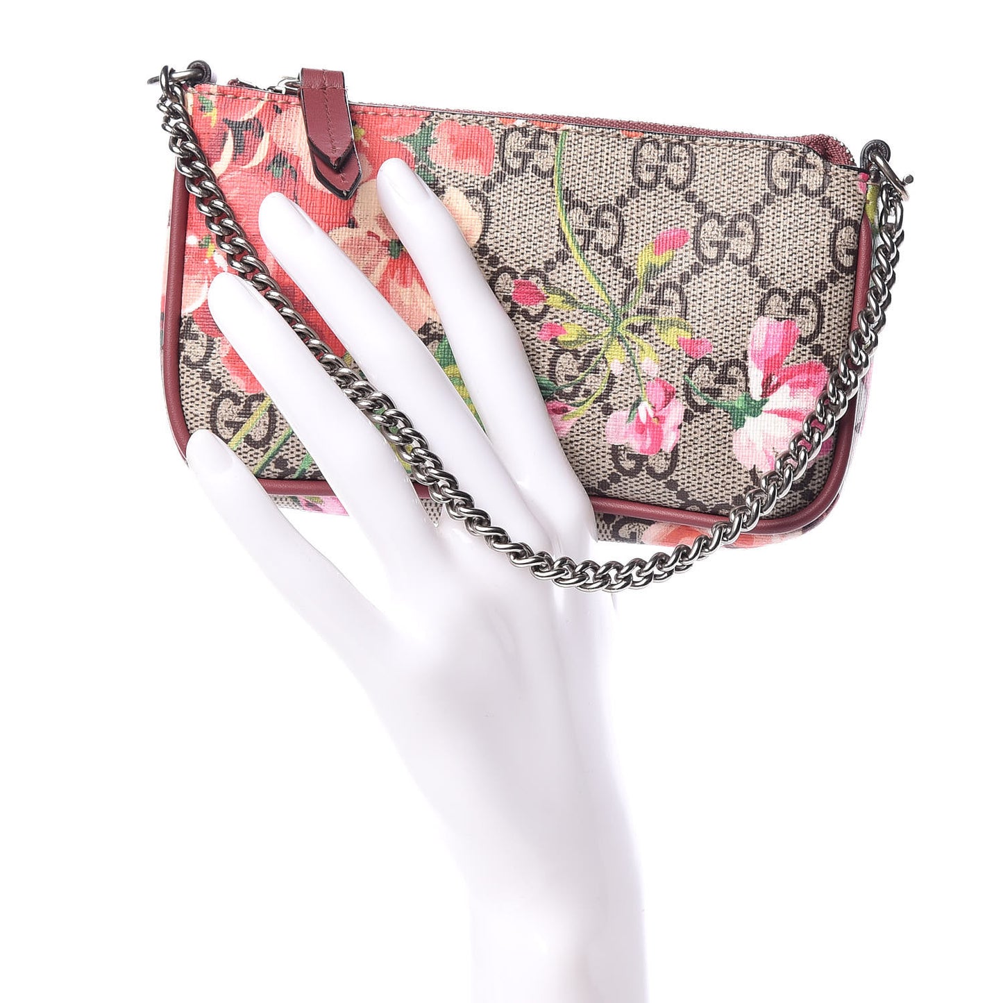 GG Supreme Monogram Blooms Mini Chain Bag Beige Multicolor Dry Rose