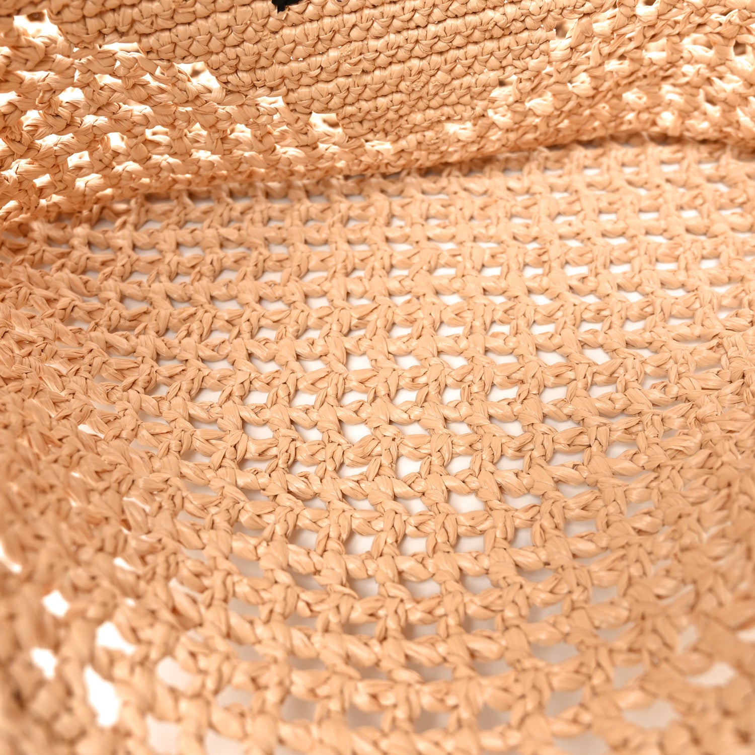 Prada Yarn Raffia Effect Crochet Logo Embroidered Tote Bag Naturale 5 of 9