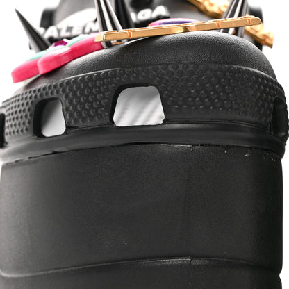 Balenciaga X CROCS Rubber Textured Spiked Womens Platform Sandals 37 Black 11 of 12