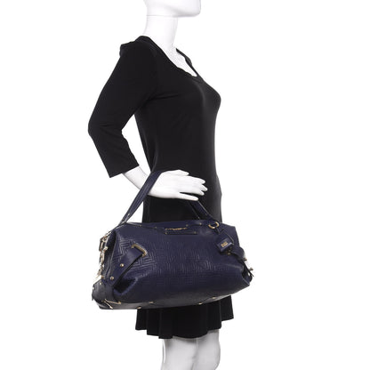 Versace Lambskin Couture Satchel Blue 3 of 9
