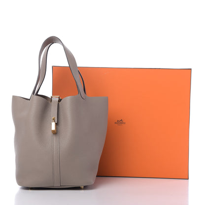 Hermes Taurillon Clemence Picotin Lock 22 MM Gris Asphalte 10 of 10