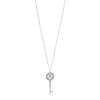 Tiffany Sterling Silver Diamond Large Daisy Key Pendant Link Necklace 1 of 5