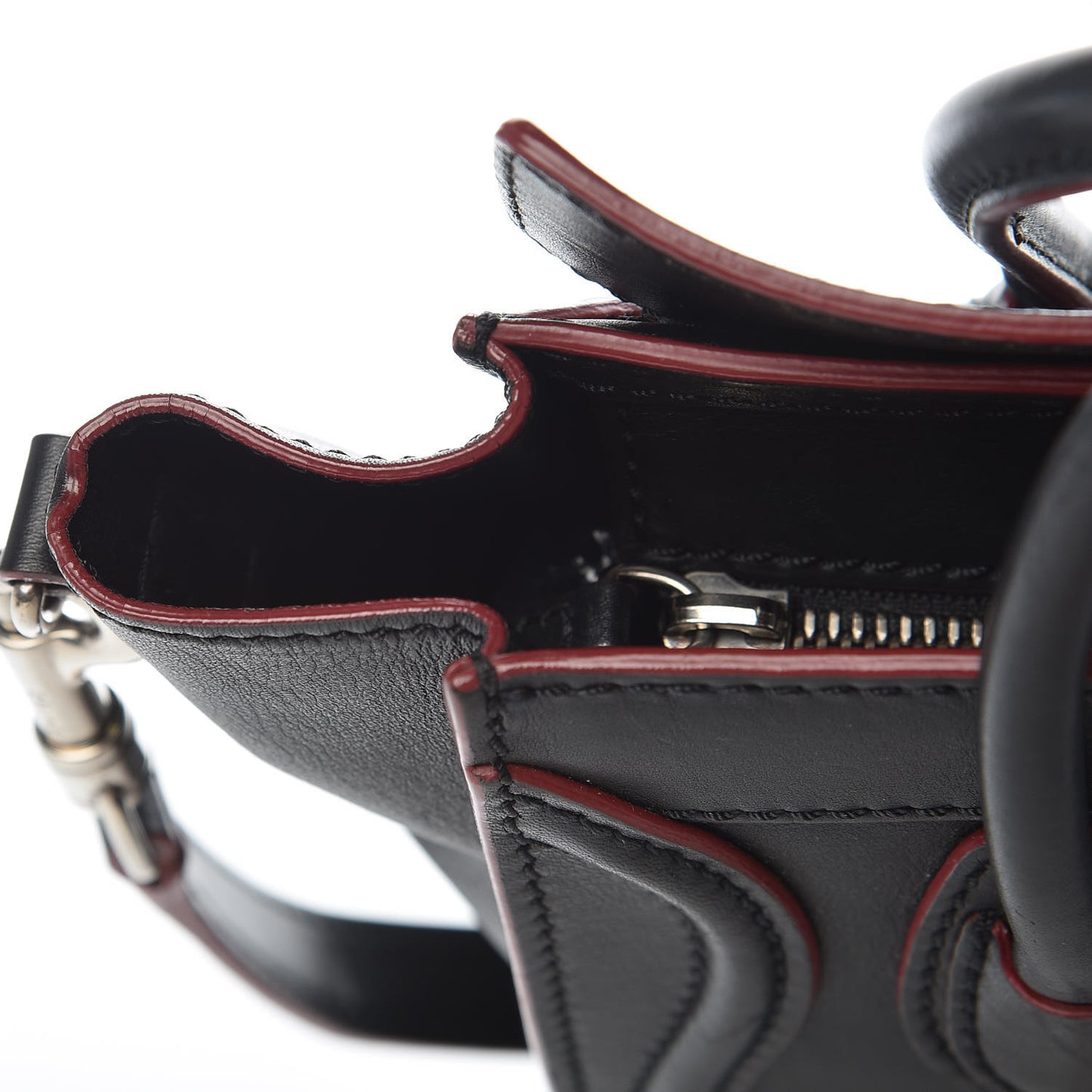 Smooth Calfskin Nano Luggage Black Red