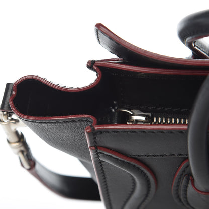 Celine Smooth Calfskin Nano Luggage Black Red 10 of 16