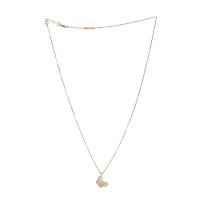 Van Cleef & Arpels 18K Yellow Gold Mother of Pearl Sweet Alhambra Butterfly Pendant Necklace 4 of 7