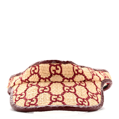 Gucci Raffia Elaphe GG Monogram Embroidered Afraa Visor M Ivory Bordeaux 3 of 12
