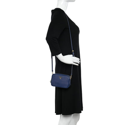 Prada Saffiano Mini Camera Crossbody Bag Azzurro 2 of 12