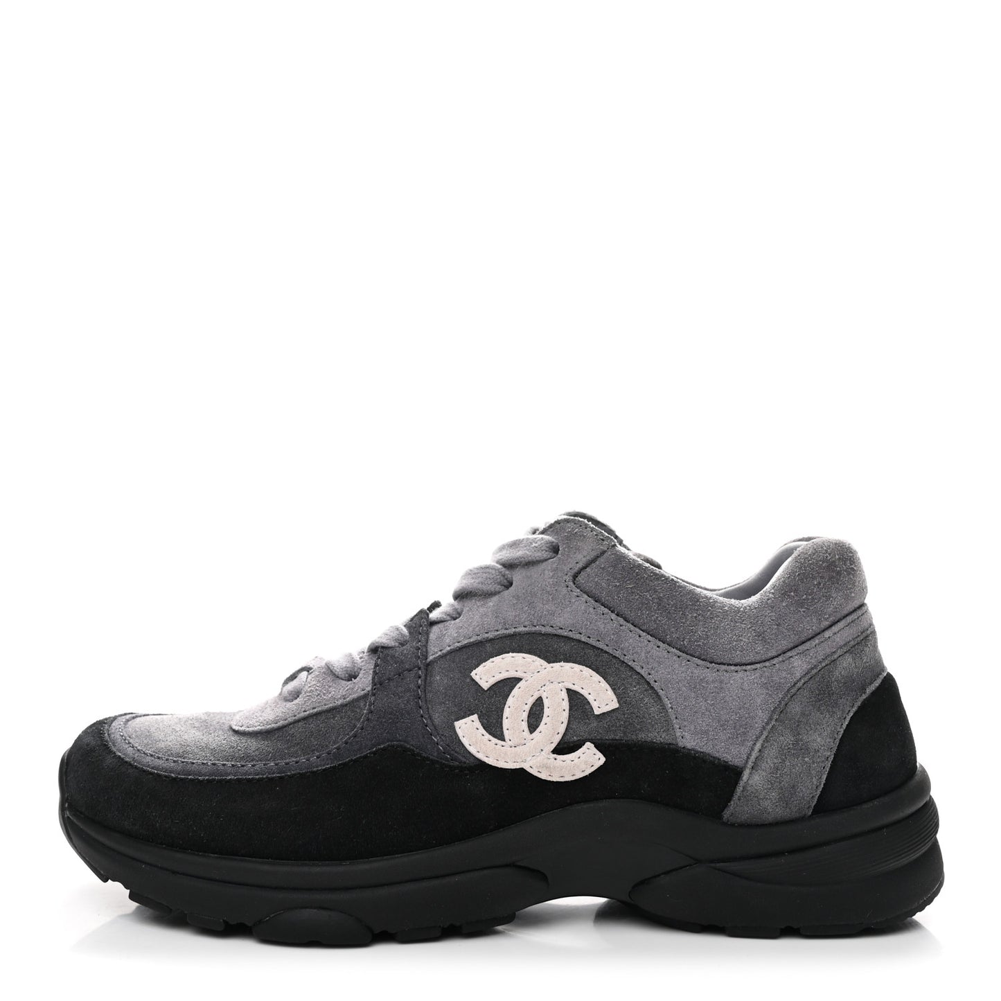 Suede Calfskin CC Sneakers 36.5 Black Grey