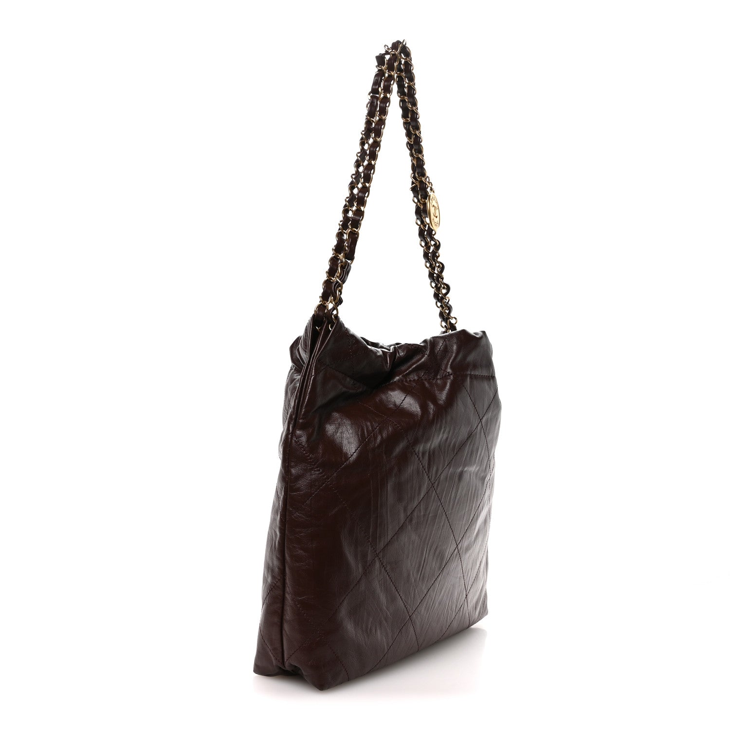 Chanel Shiny Calfskin Quilted Small Chanel 22 Dark Brown 1865837