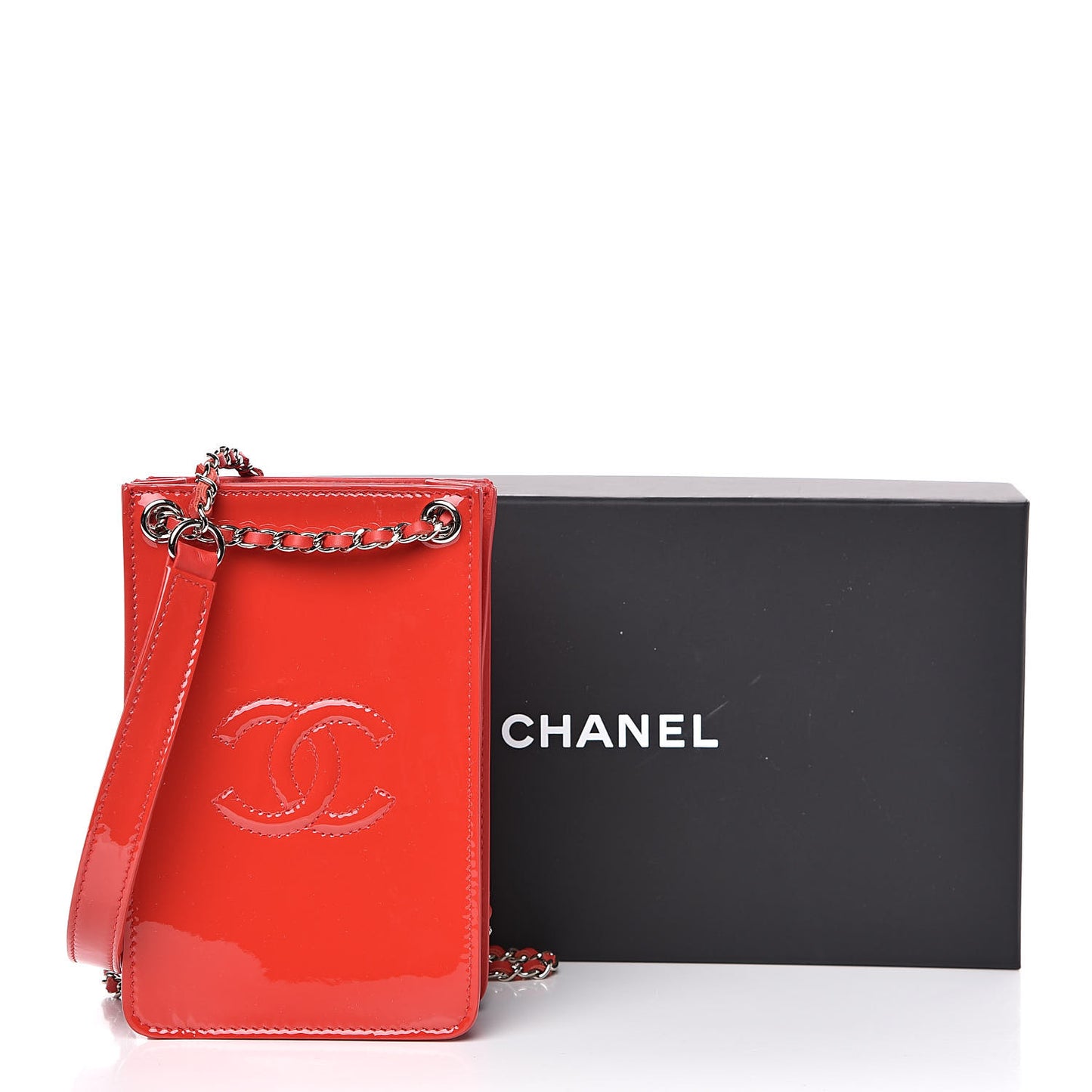 Patent Crossbody CC Phone Holder Red