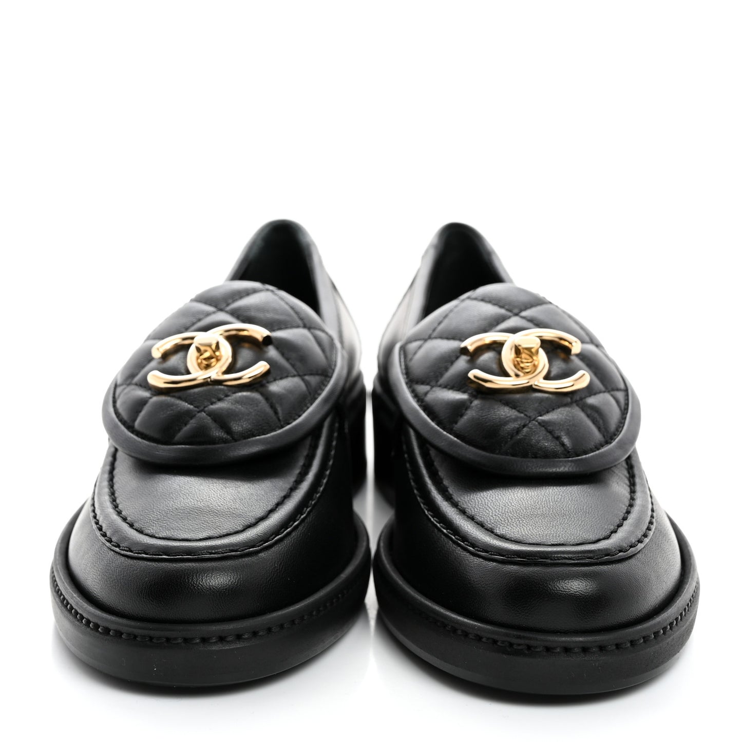 Lambskin Quilted CC Turnlock Loafers 36 Black