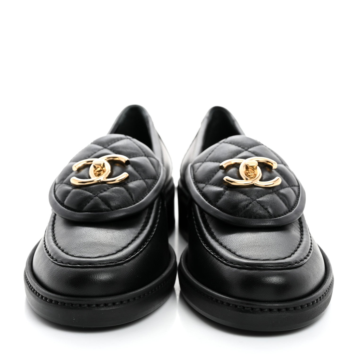 Chanel Lambskin Quilted CC Turnlock Loafers 36 Black 2 of 8