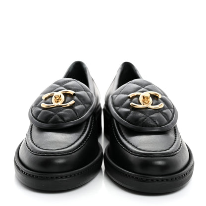 Chanel Lambskin Quilted CC Turnlock Loafers 36 Black 2 of 8