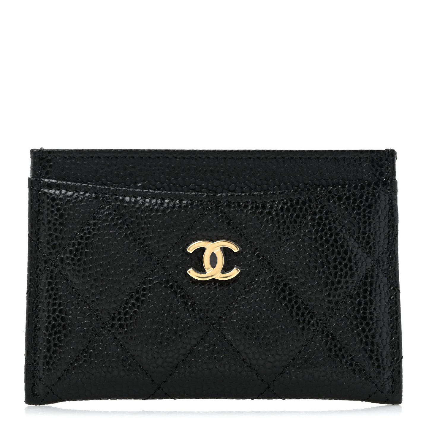 Caviar Quilted Card Holder Black