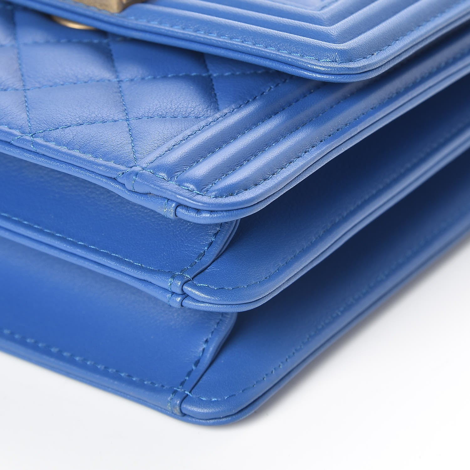 Chanel Calfskin Quilted North South Boy Flap Blue 9 of 9