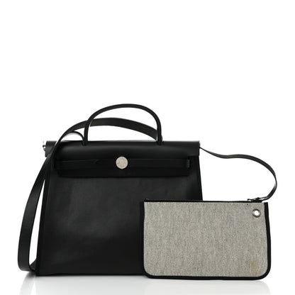 Hermes Toile H Berline Vache Hunter Herbag Zip PM 31 Black Ecru 3 of 16