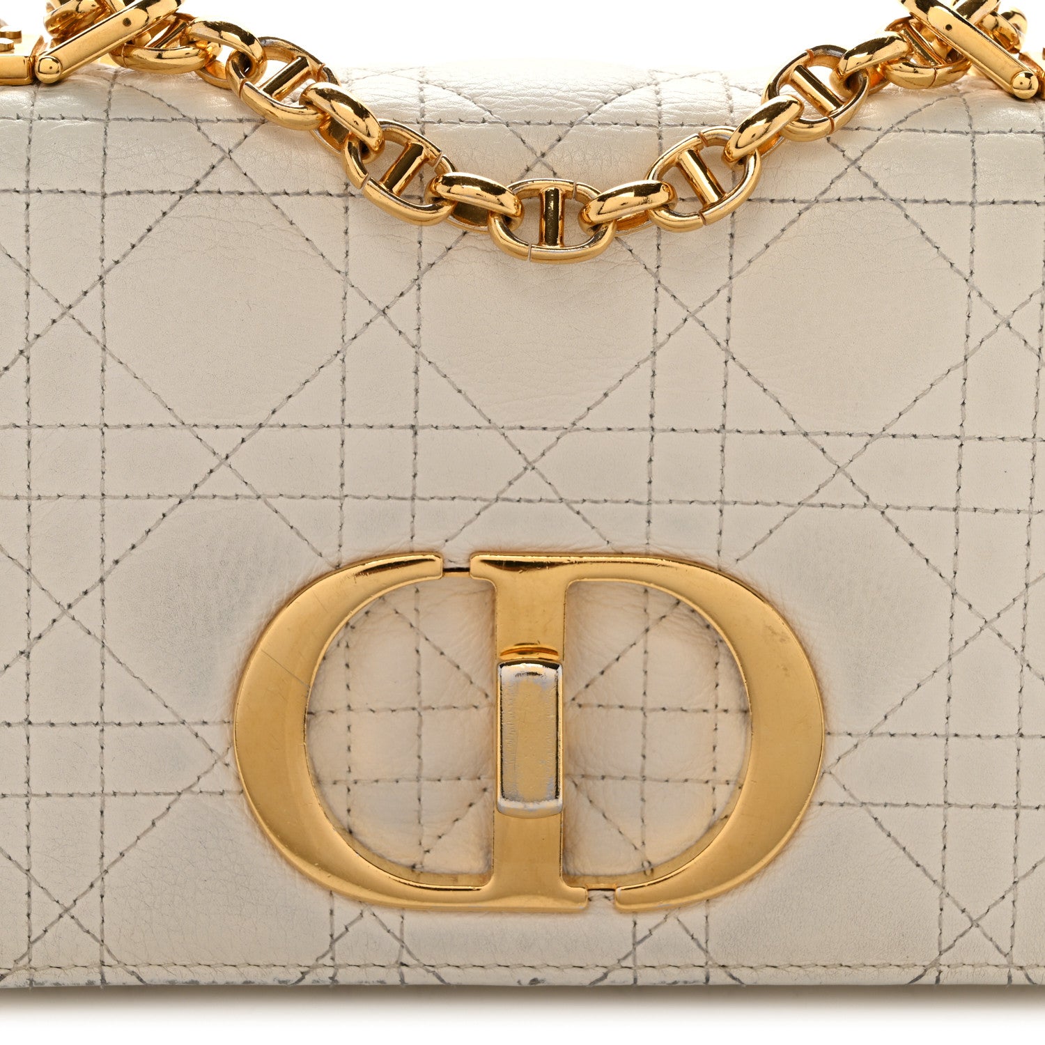 Christian Dior Calfskin Cannage Small Caro Bag Ivory 8 of 12