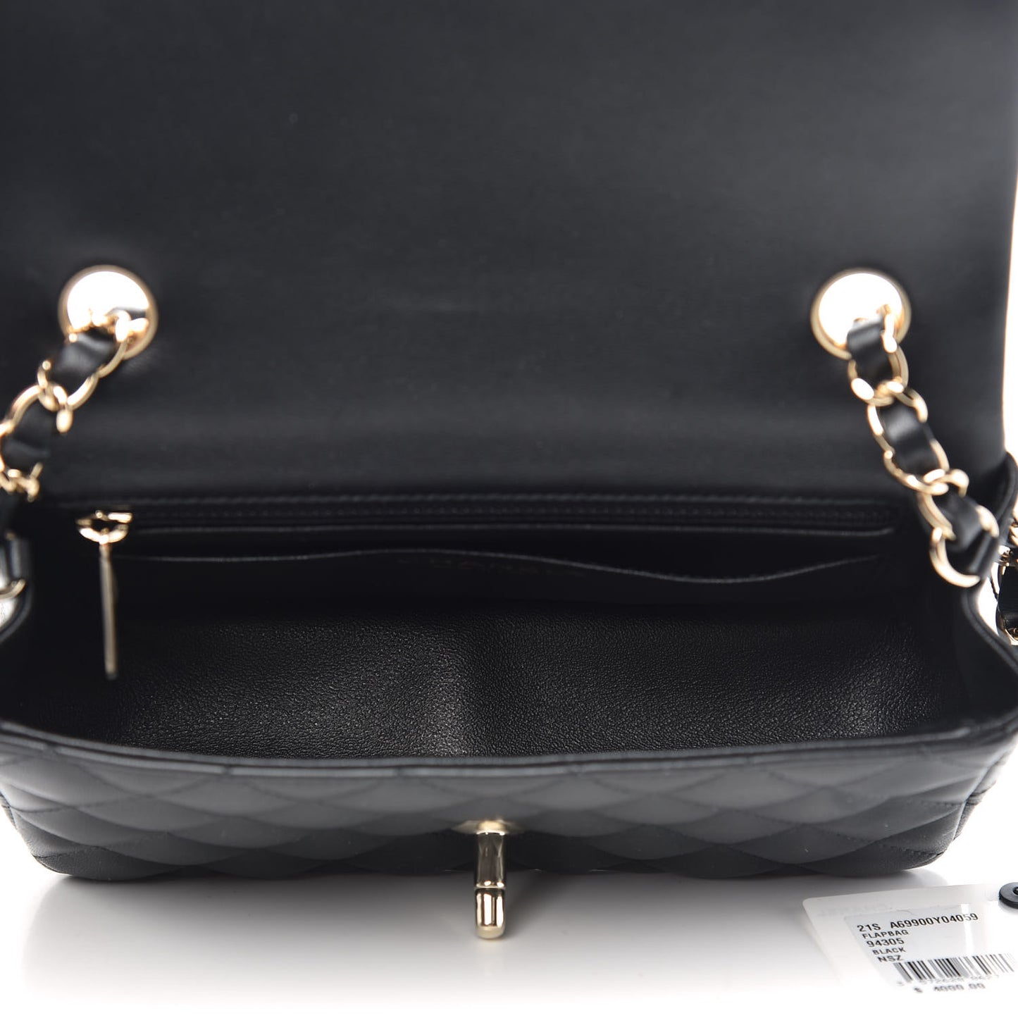 Lambskin Quilted Mini Rectangular Flap Black