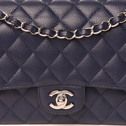 Chanel Caviar Quilted Medium Double Flap Navy 13 of 14