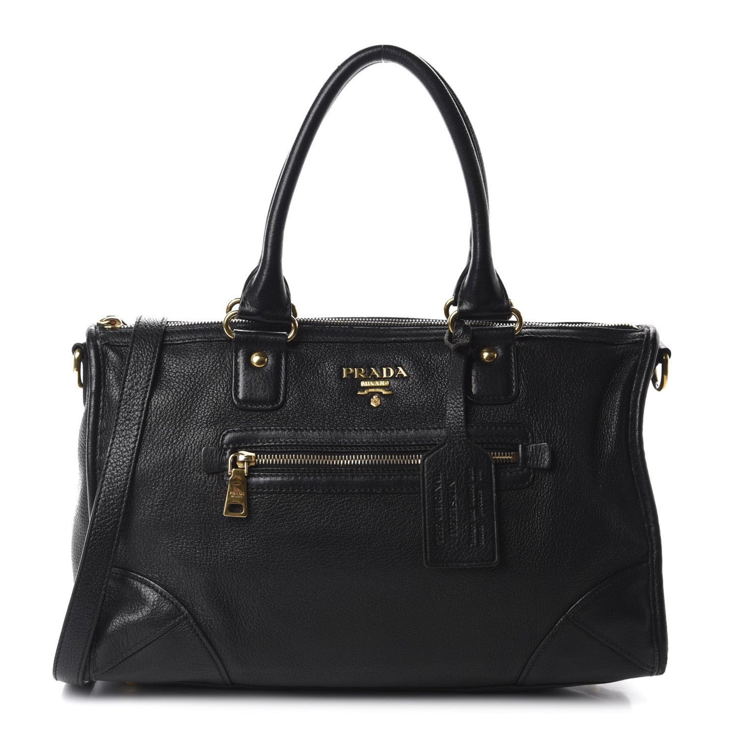Vitello Daino Shopping Satchel Black