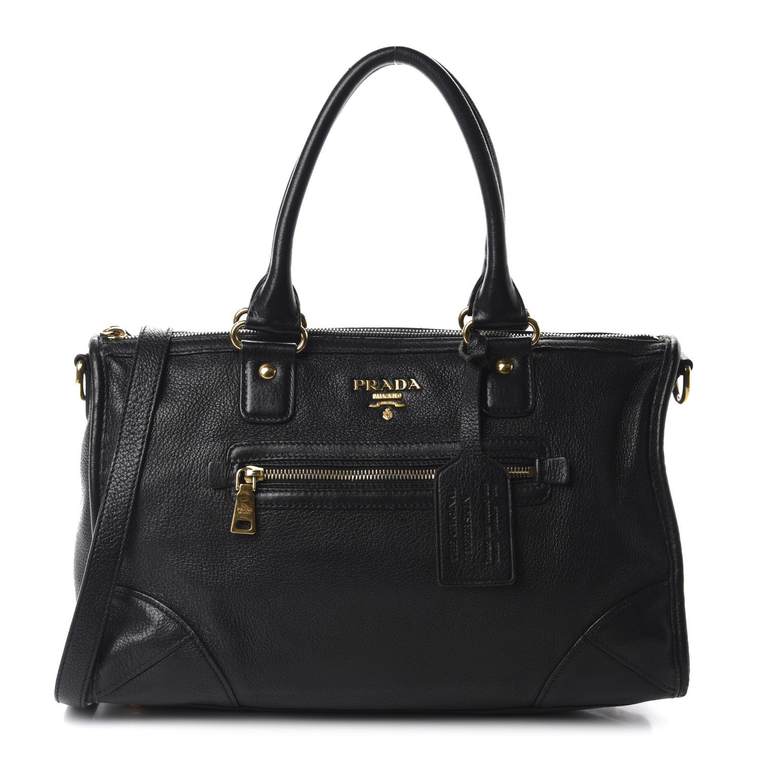 Prada Vitello Daino Shopping Satchel Black 1 of 13