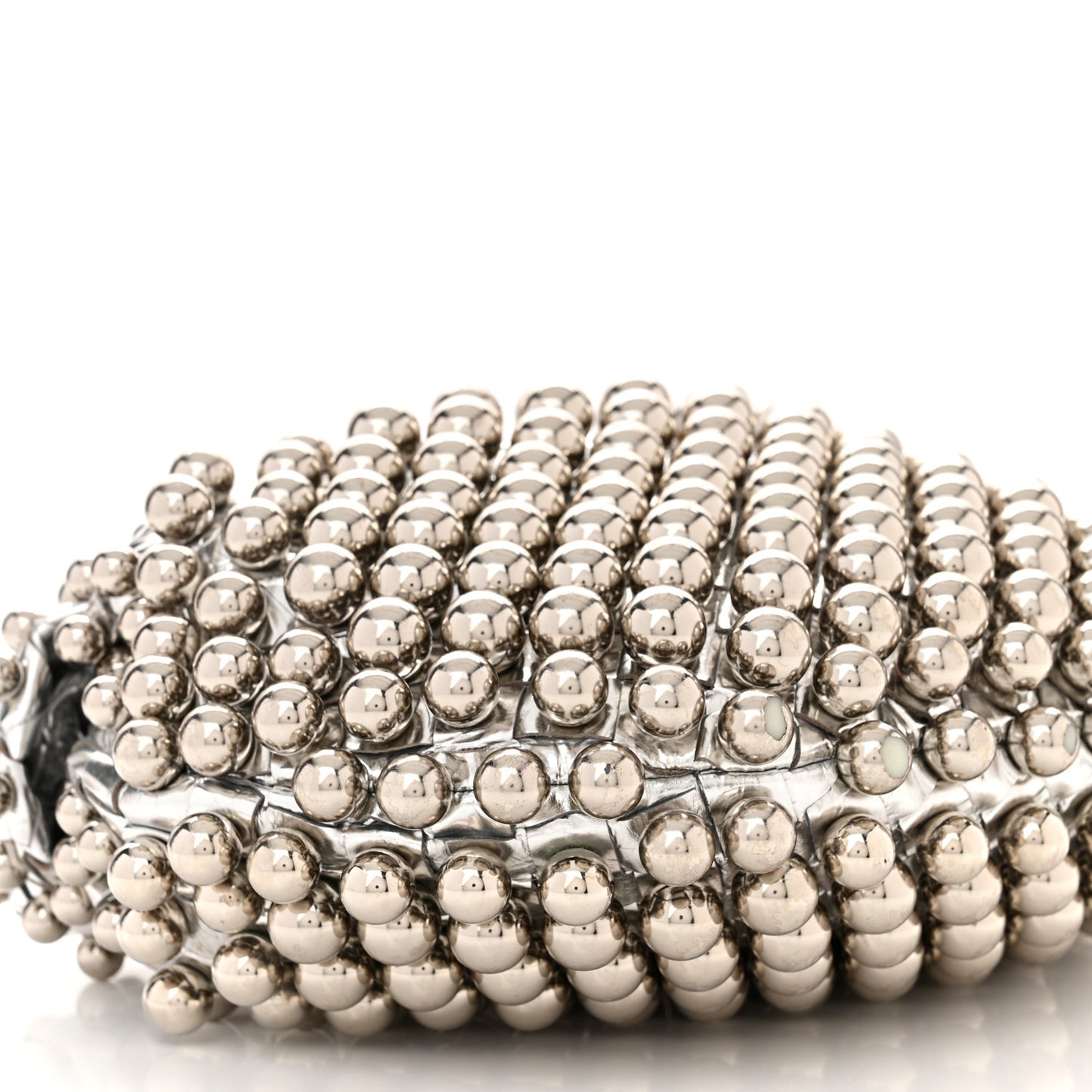 Metallic Nappa Studded Intrecciato Mini Jodie Silver