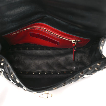 Valentino Garavani Lambskin VLTN Print Medium Rockstud Spike Shoulder Bag Black 5 of 9