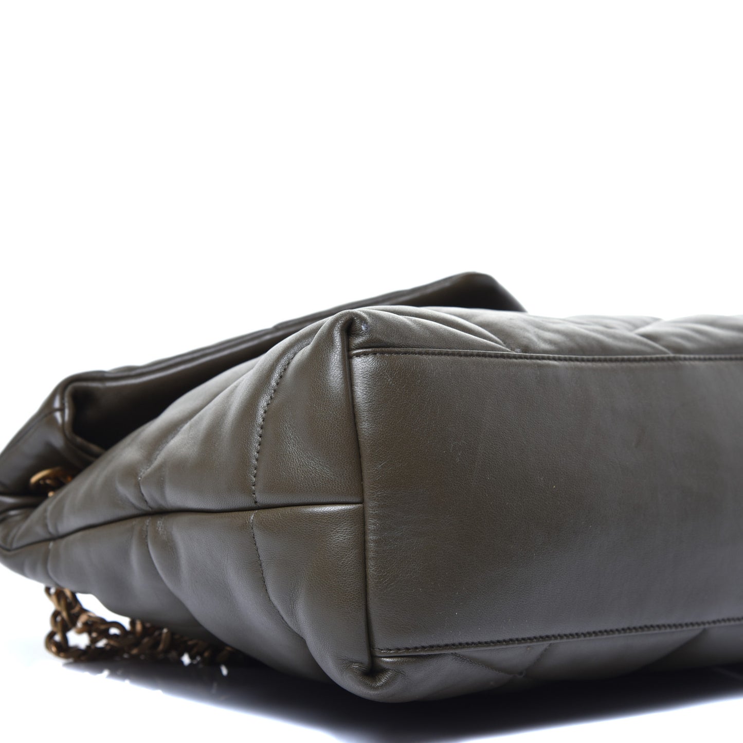 Lambskin Quilted Medium Loulou Puffer Monogram Chain Satchel Seaweed