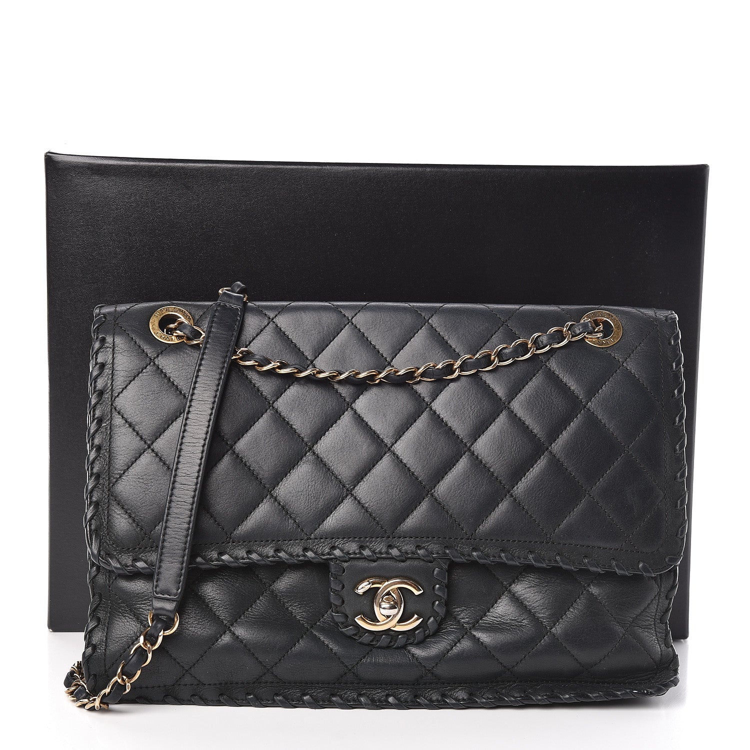 Chanel Suede Calfskin Jumbo Happy Stitch Flap Black 13 of 13