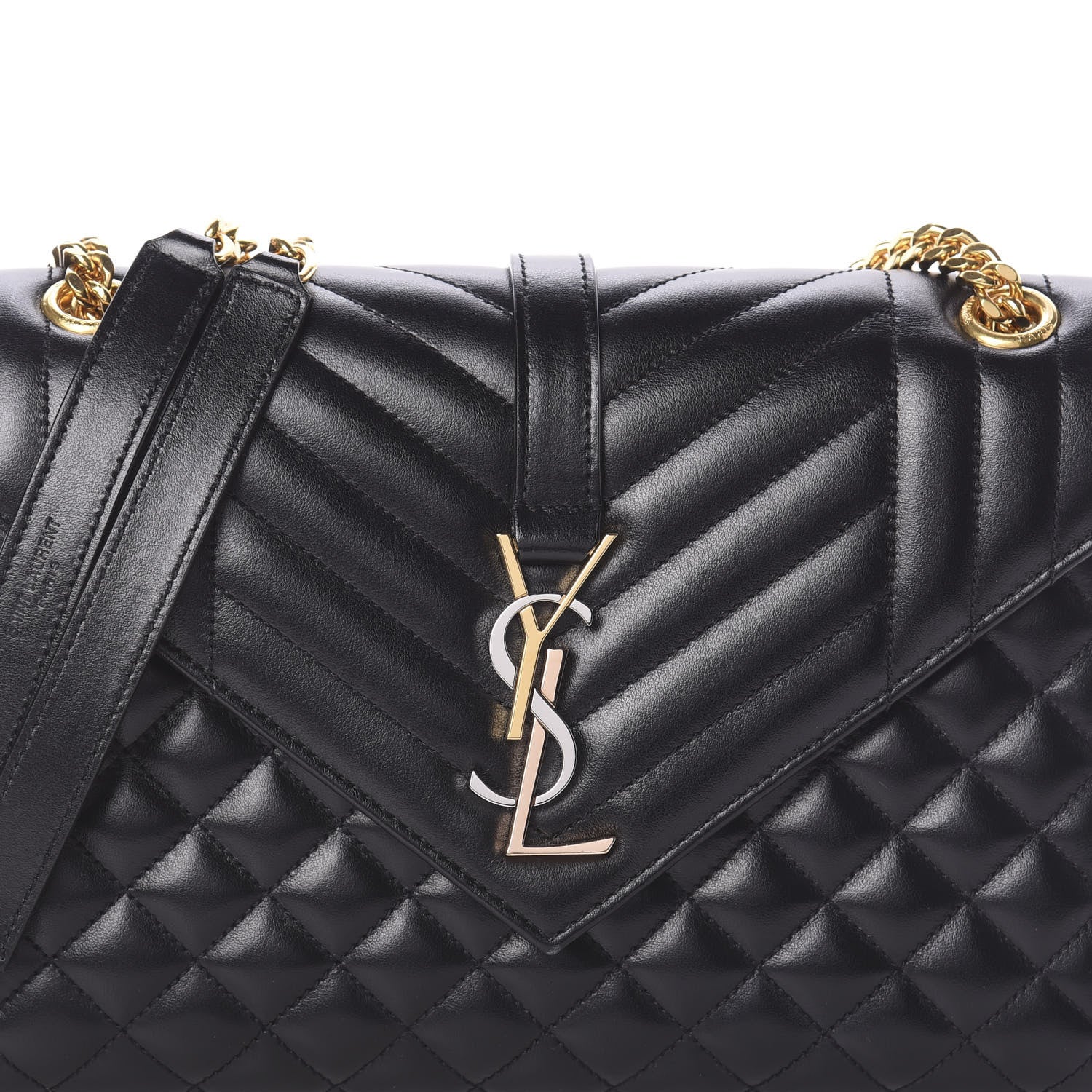 Saint Laurent Grain De Poudre Textured Mixed Matelasse Triquilt Medium Monogram Satchel Black 7 of 9