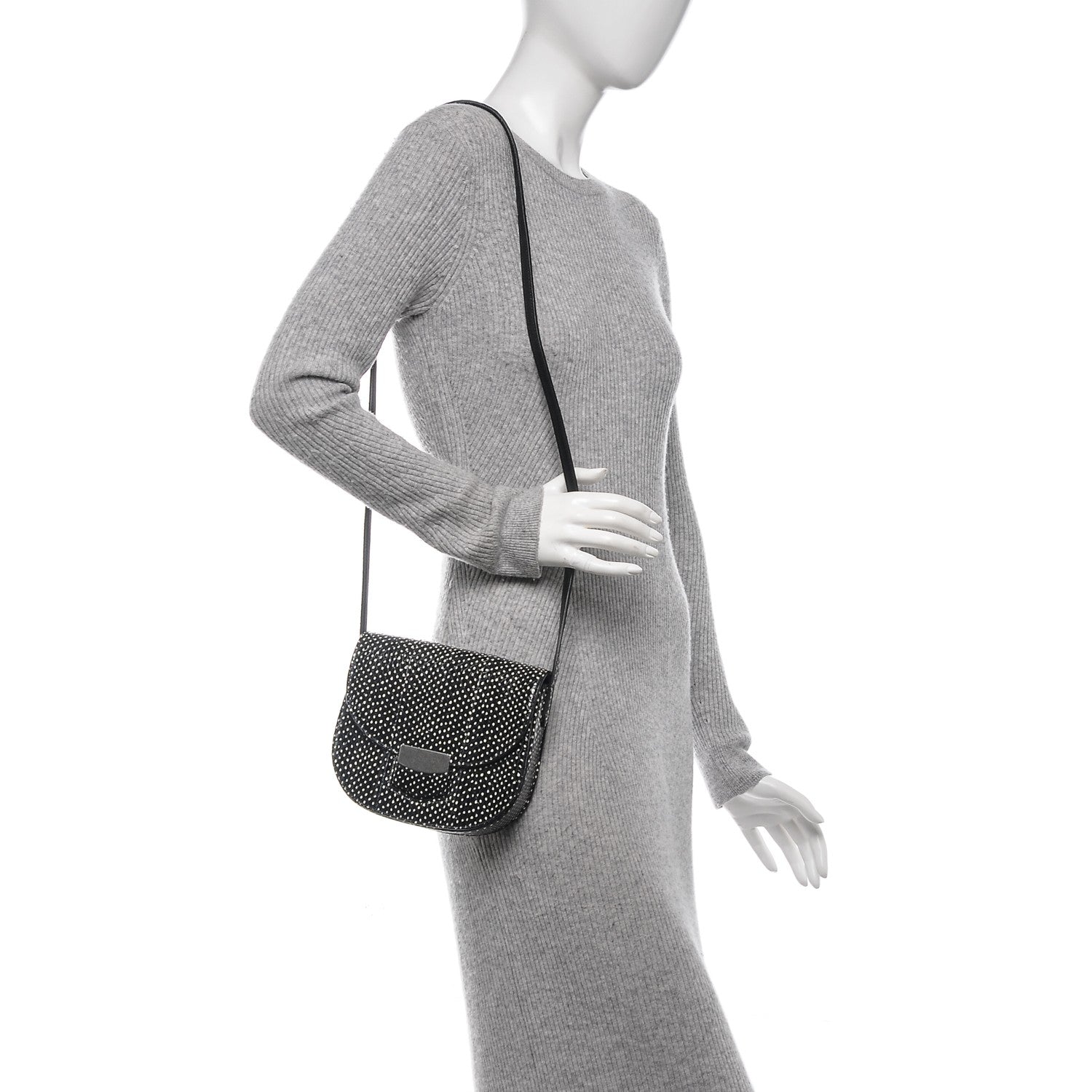 Celine Polka Dot Watersnake Small Trotteur Black White 2 of 7