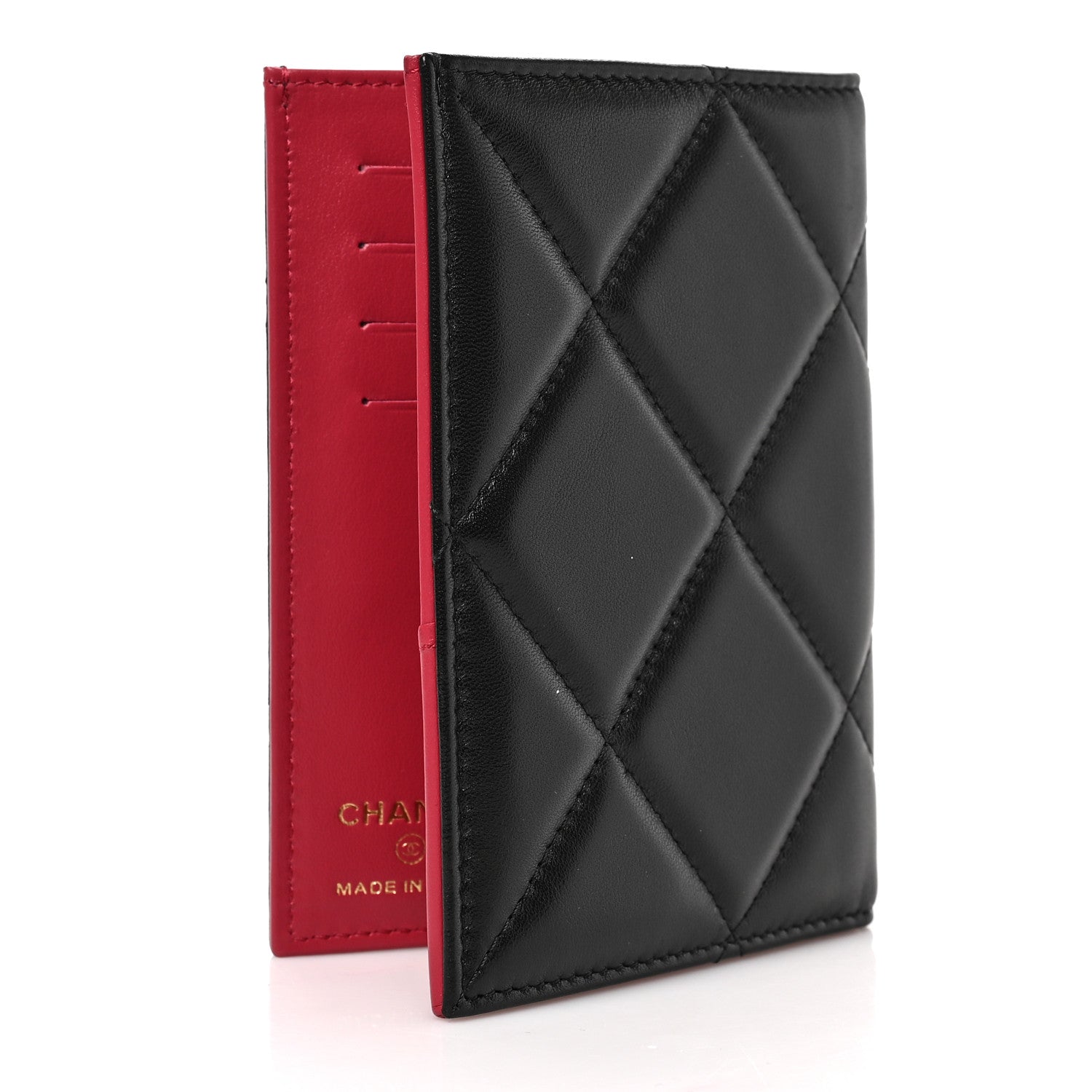 Chanel Lambskin Quilted Chanel 19 Passport Holder Black 3 of 7