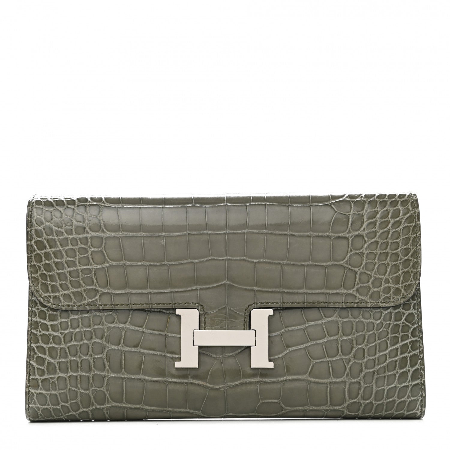 Hermes Shiny Alligator Constance Long Wallet Gris Tourterelle 1 of 8