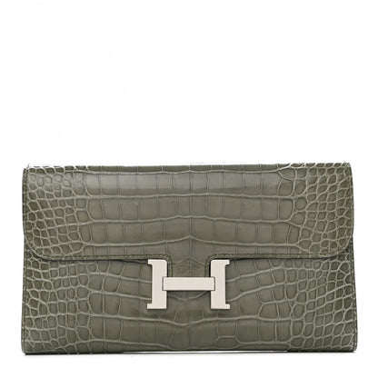 Hermes Shiny Alligator Constance Long Wallet Gris Tourterelle 1 of 8