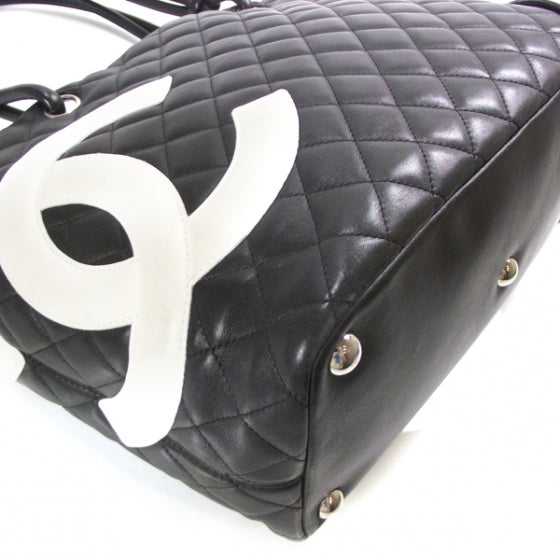 Chanel Calfskin Quilted Large Cambon Tote Black White 5 of 11