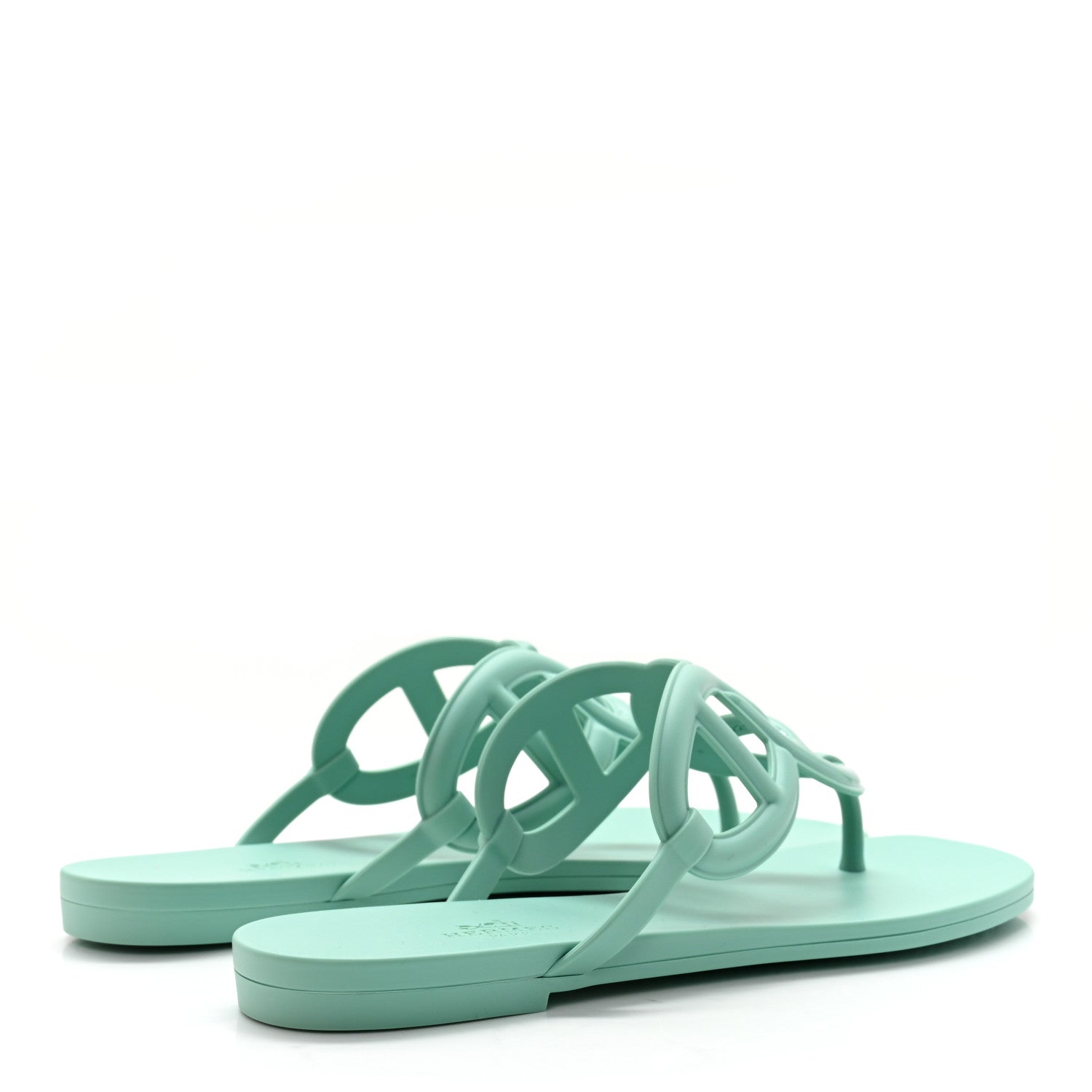 Hermes Rubber Womens Egerie Sandals 38 Vert Embrun 4 of 9
