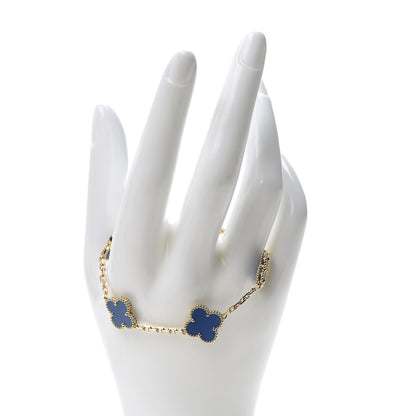 Van Cleef & Arpels 18K Yellow Gold Blue Agate 5 Motifs Vintage Alhambra Bracelet 2 of 7