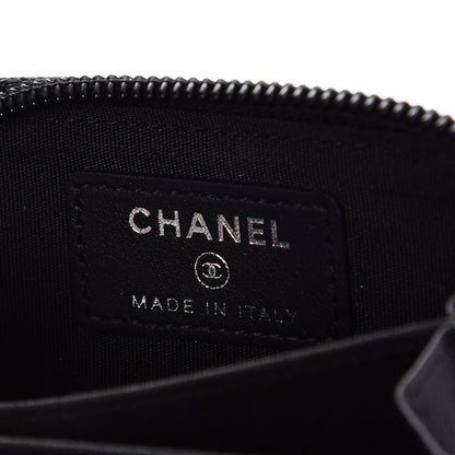 Chanel Goatskin Quilted Boy Zip Around Coin Purse Wallet Black 6 of 8