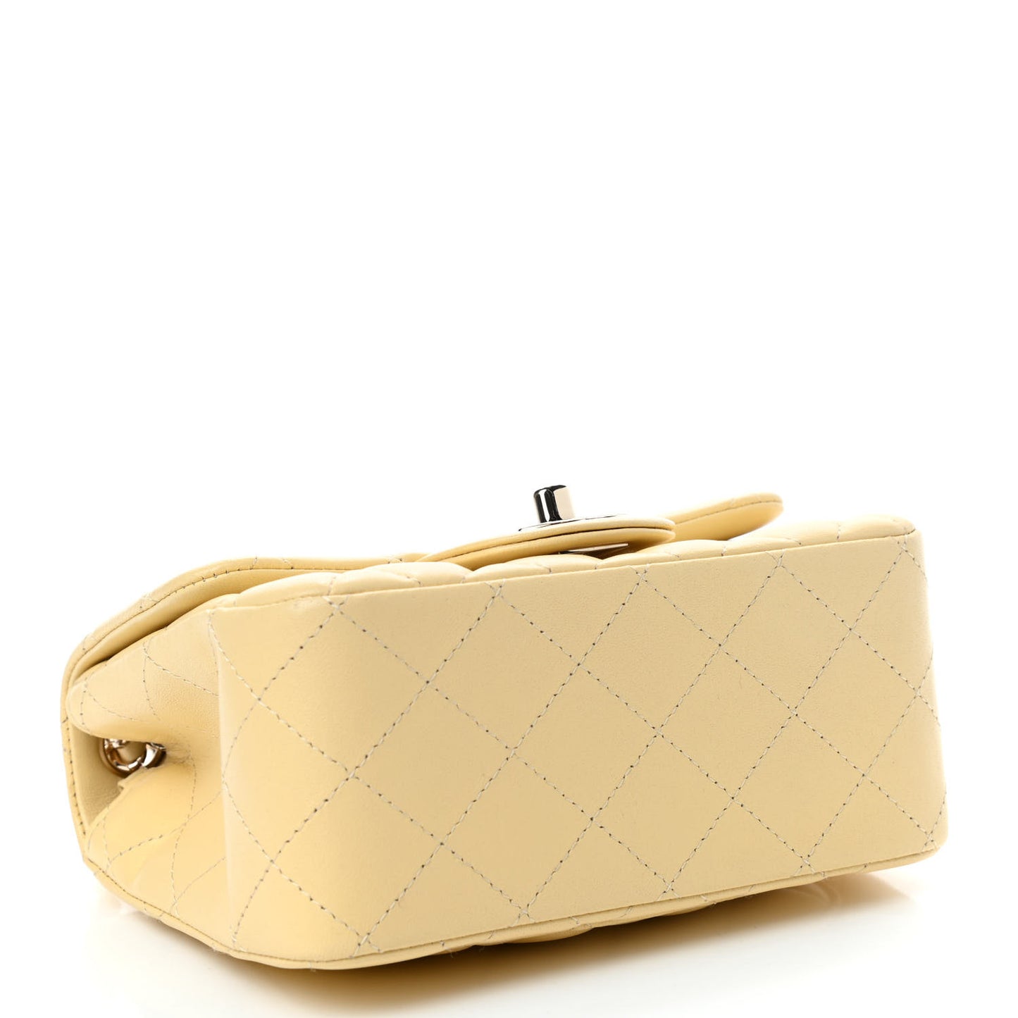 Lambskin Quilted Mini Square Flap Light Yellow
