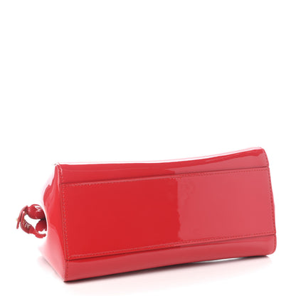 Fendi Vitello Vernice Mou Mini Peekaboo Iconic Satchel Rosso Cardinale 4 of 8