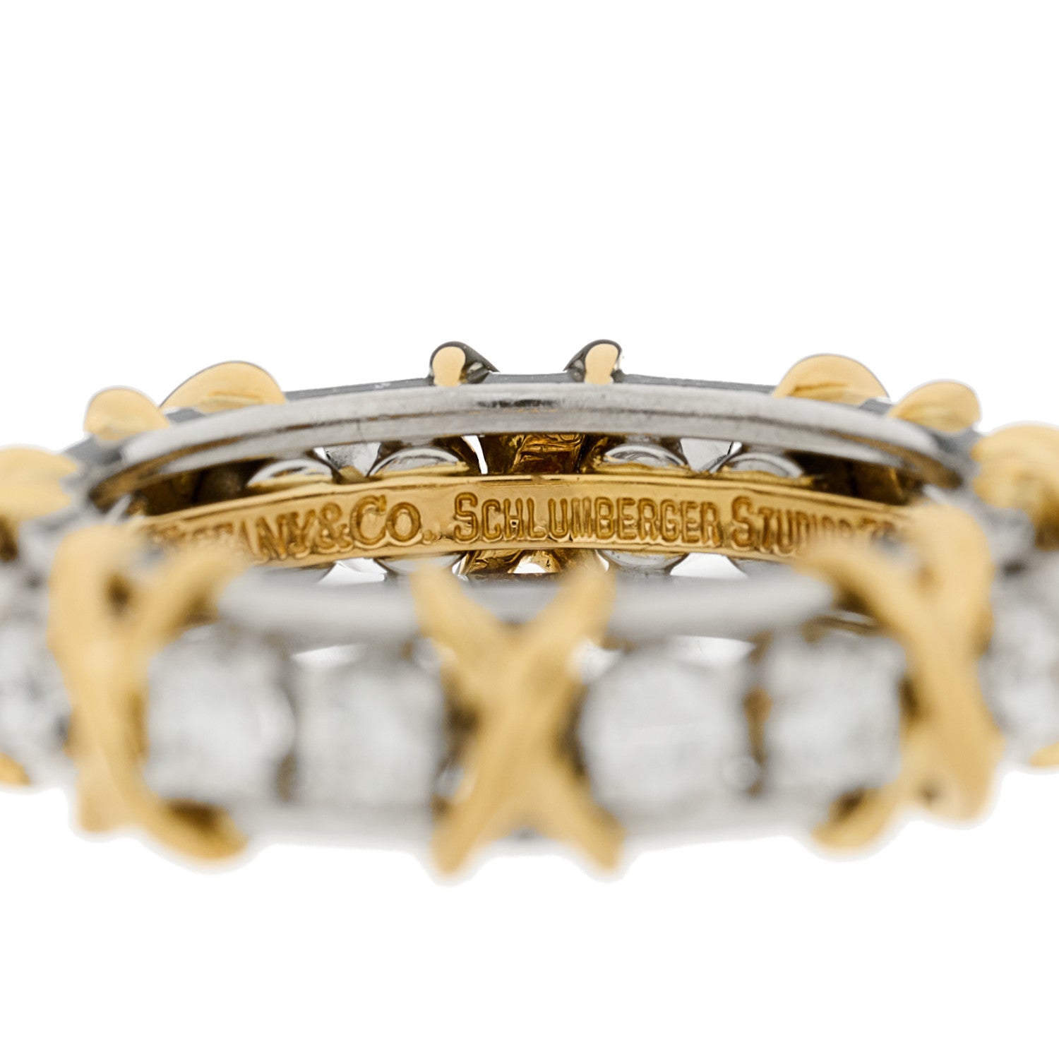 Tiffany Platinum 18K Yellow Gold Diamond Schlumberger Sixteen Stone Ring 54/6.75 4 of 7