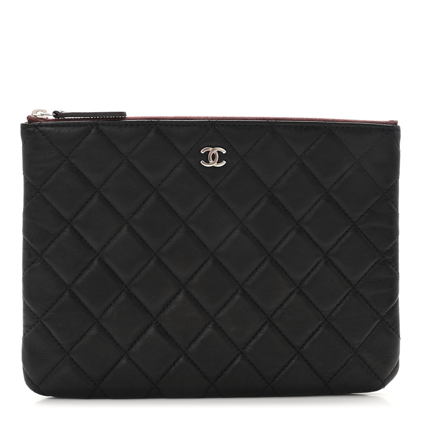 Lambskin Quilted Medium Cosmetic Case Black