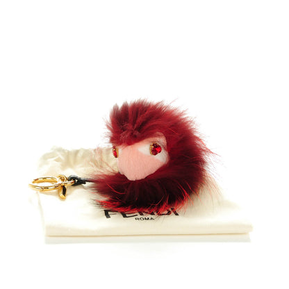 Fendi Rabbit Mink Fox Fur Hearty Monster Bag Bug Charm Red Pink 5 of 5