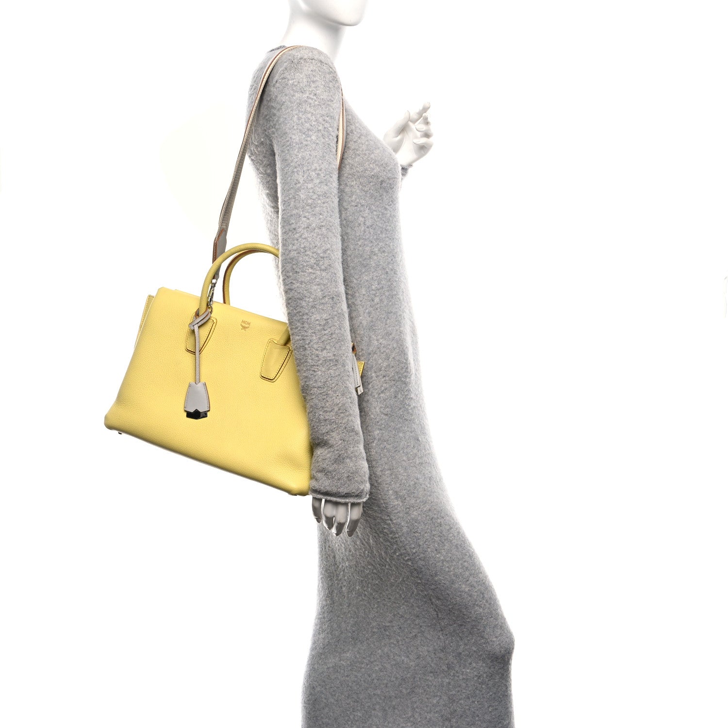 MCM Grained Calfskin Medium Milla Tote Custard Yellow 2 of 9