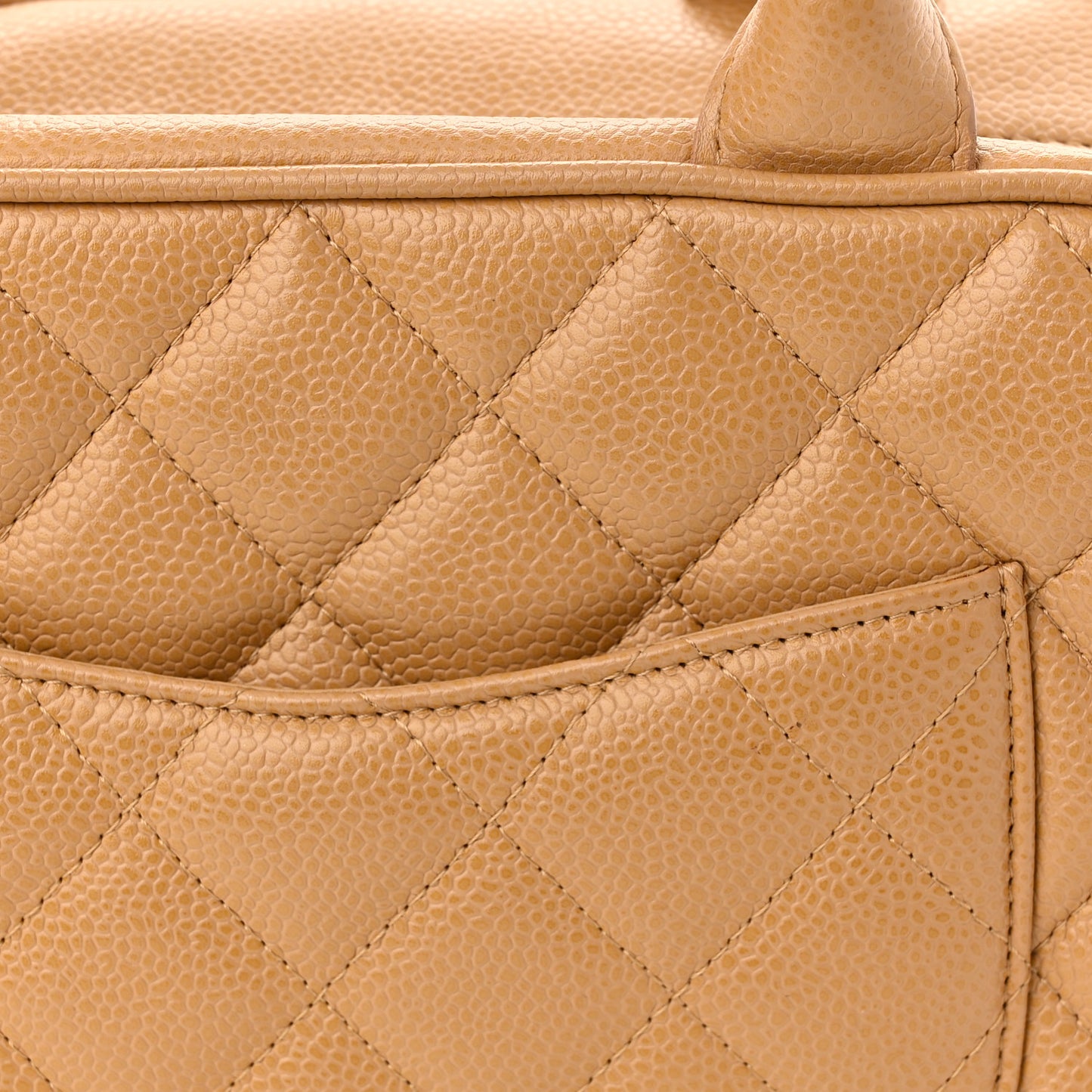 Caviar Quilted Small Bowler Beige